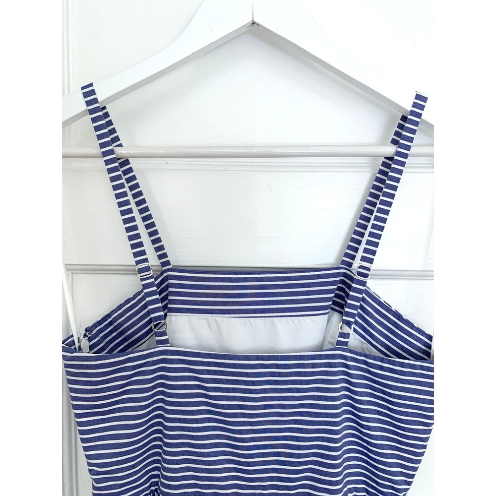 J Crew Garratt Blue White Striped Maxi Dress 00 Poplin Tiered Ruffle Coastal - Picture 7 of 16